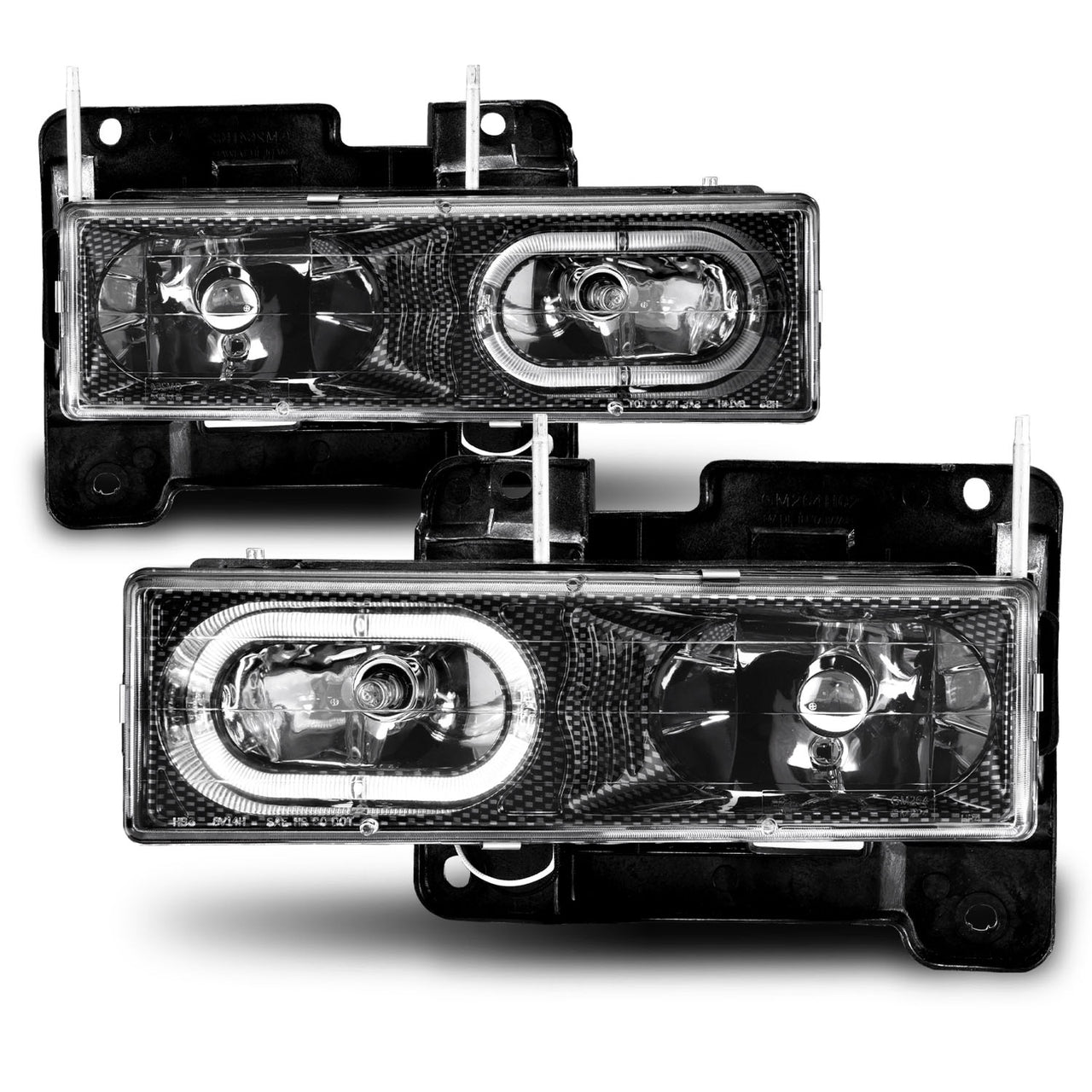 CHEVY FULLSIZE 88-98 CRYSTAL HEADLIGHTS HALO CARBON