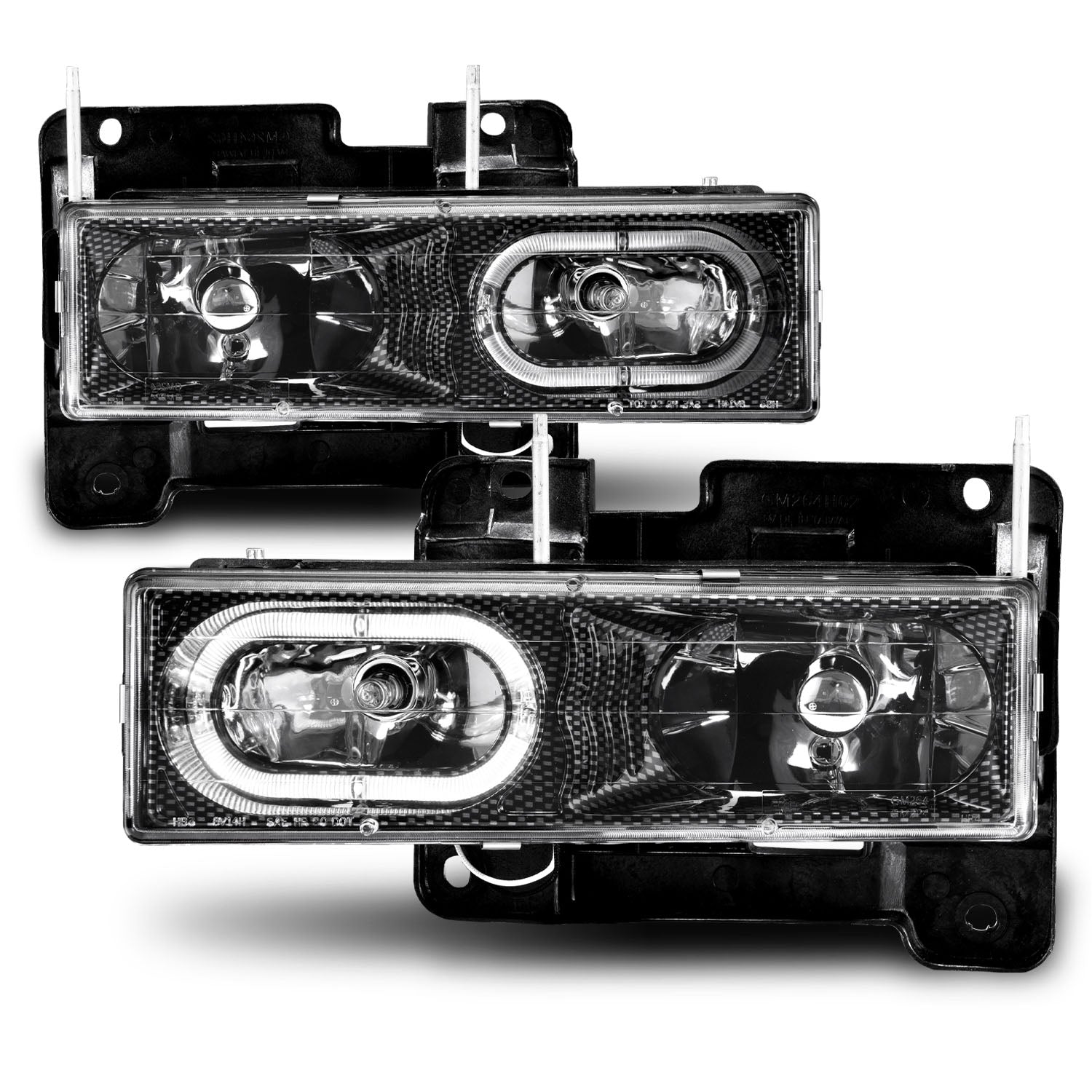 CHEVY FULLSIZE 88-98 CRYSTAL HEADLIGHTS HALO CARBON