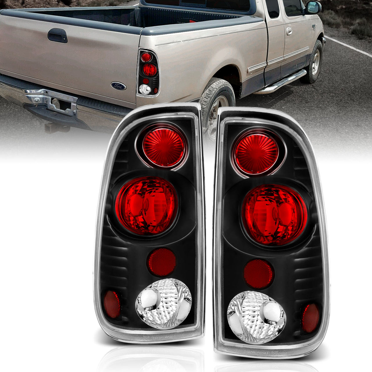 FORD F-SERIES 97-03 TAIL LIGHTS VERSION 2 BLACK