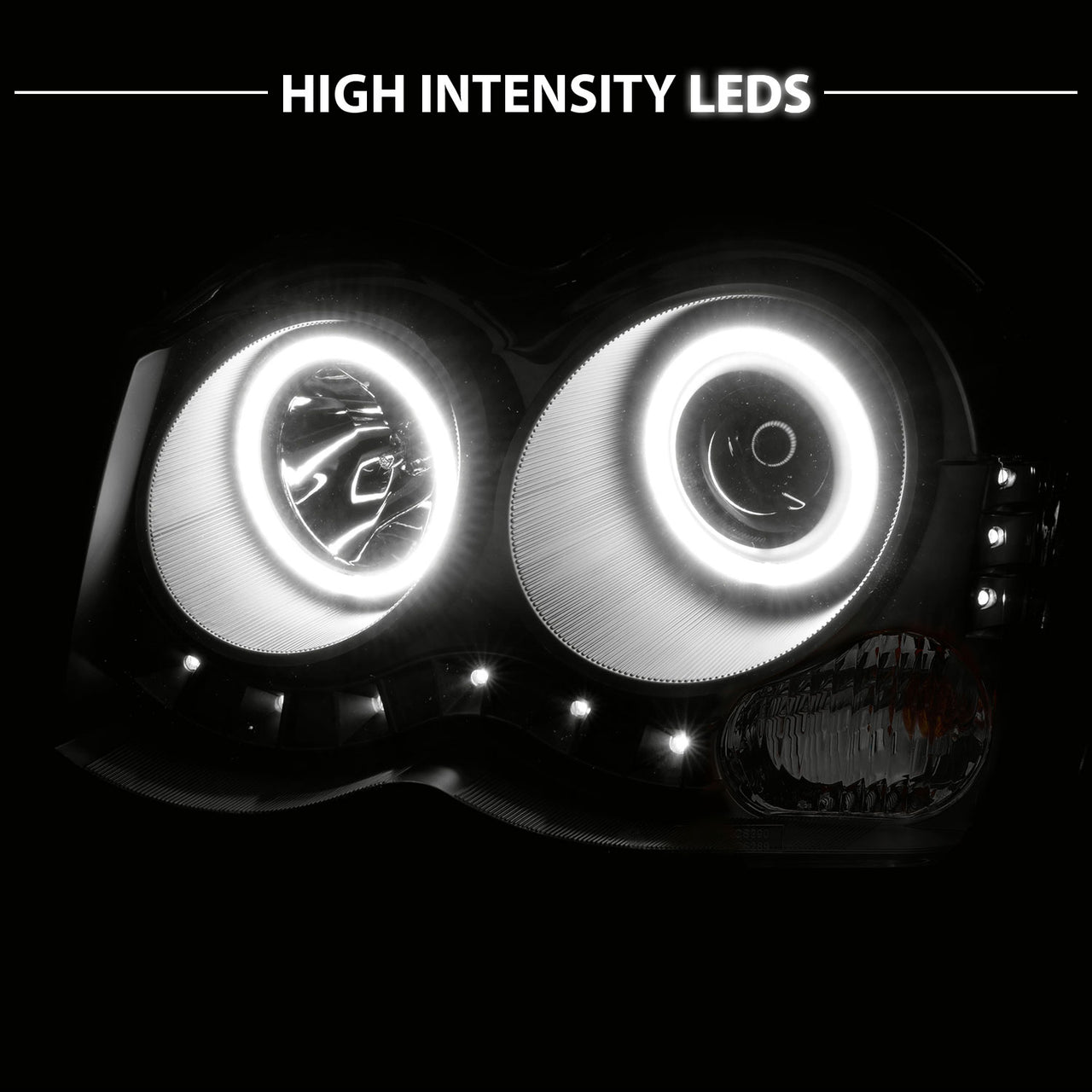 JEEP GRAND CHEROKEE 08-09 PROJECTOR HEADLIGHTS HALO BLACK CLEAR AMBER (RX HALO)