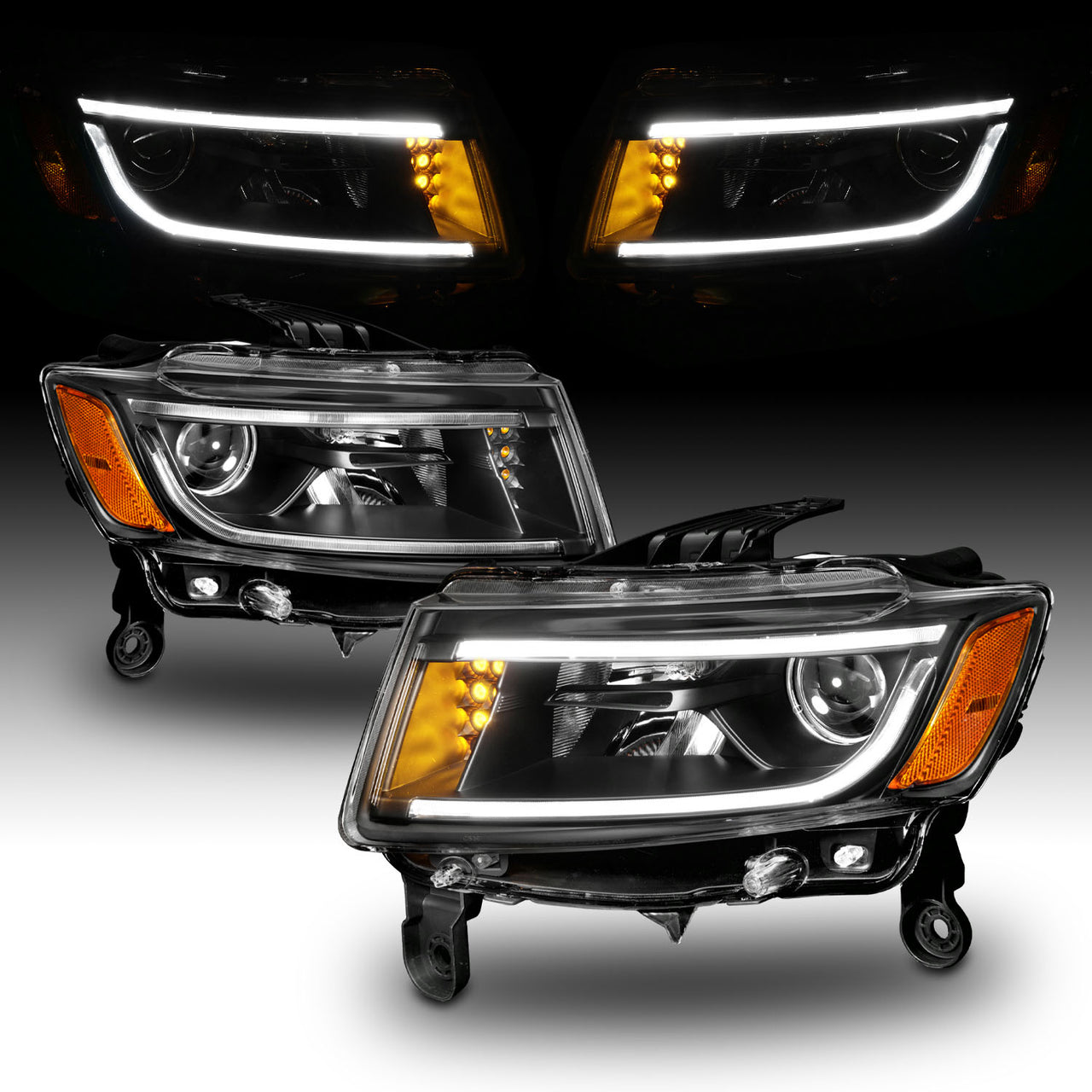 JEEP GRAND CHEROKEE 14 PROJECTOR LIGHT BAR STYLE HEADLIGHTS BLACK CLEAR