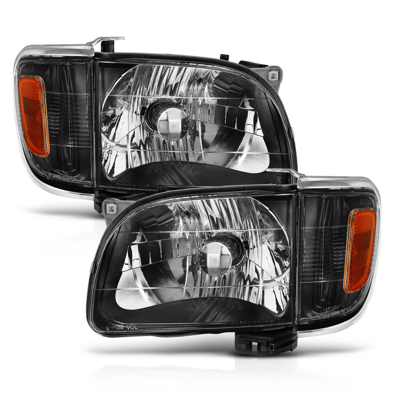TOYOTA TACOMA 01-04 HEADLIGHTS BLACK W/ CORNER LIGHTS AMBER