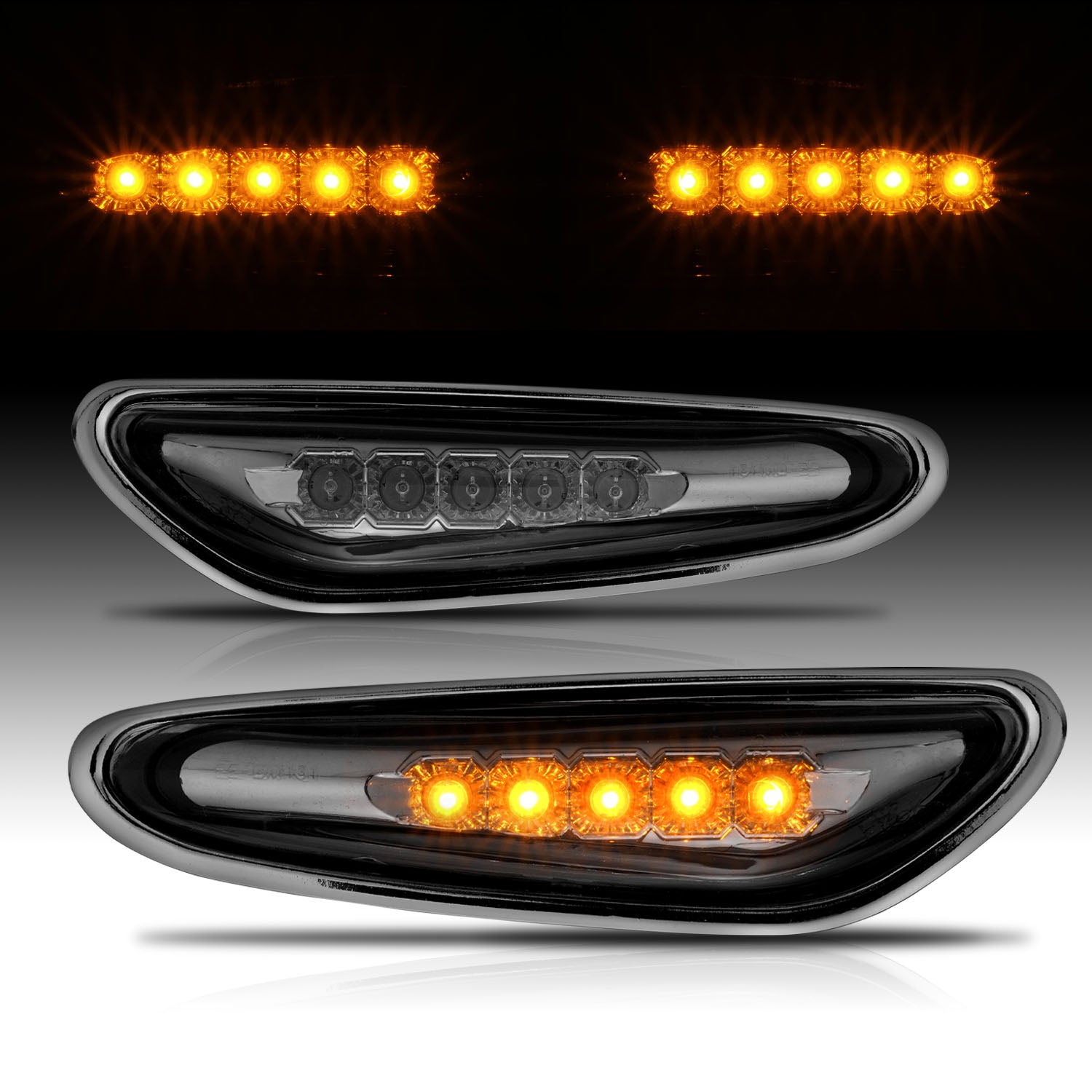 BMW 3 SERIES E36 92-98/E46 99-05/E34 89-96/E39 97-03/E60 04-10/X3 04-09 LED SIDE MARKERS SMOKE