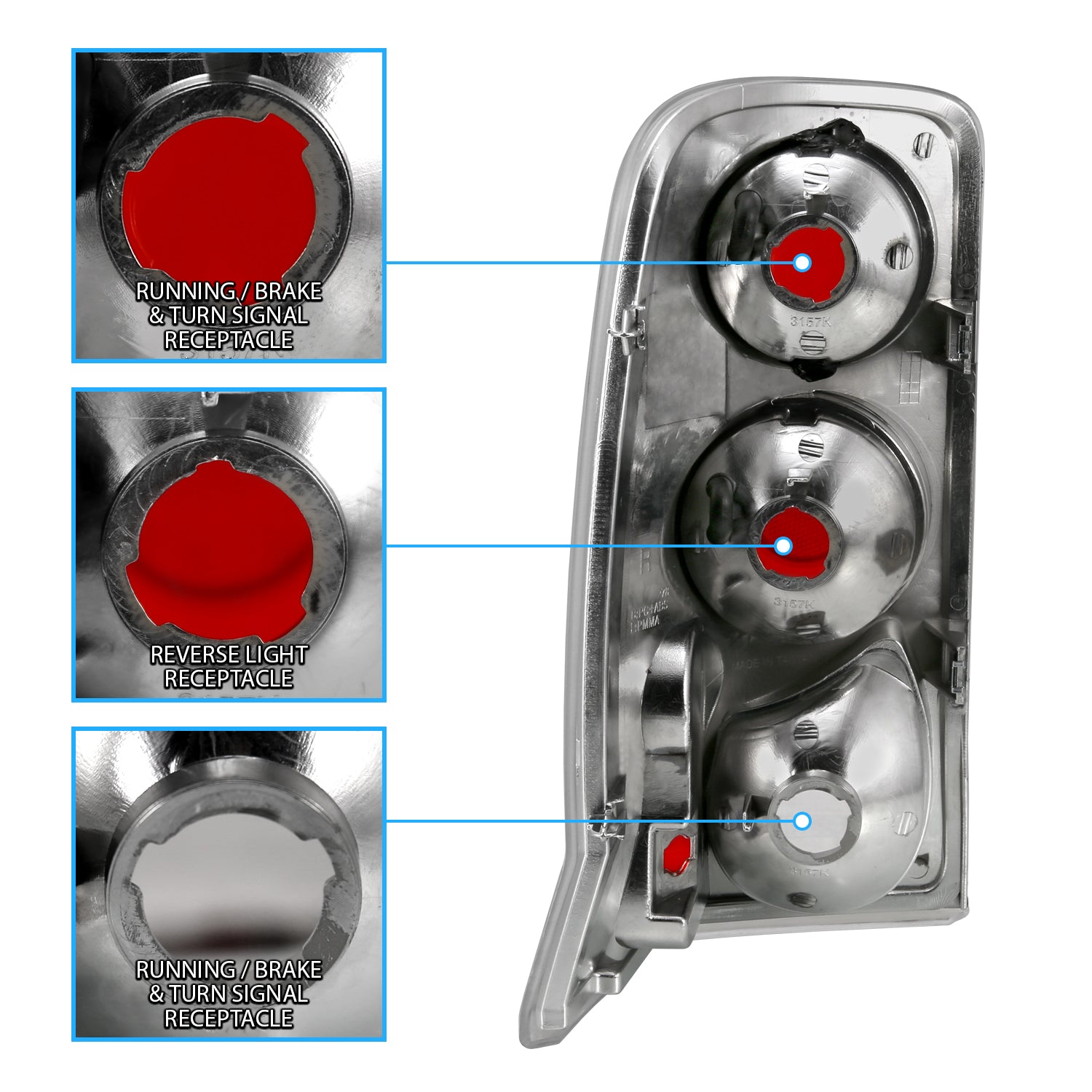 CADILLAC ESCALADE 02-06 TAIL LIGHTS CHROME
