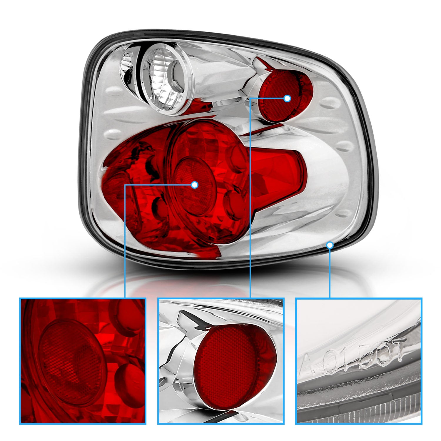 FORD F-SERIES FLARE SIDE 97-03 TAIL LIGHTS VERSION 2 CHROME