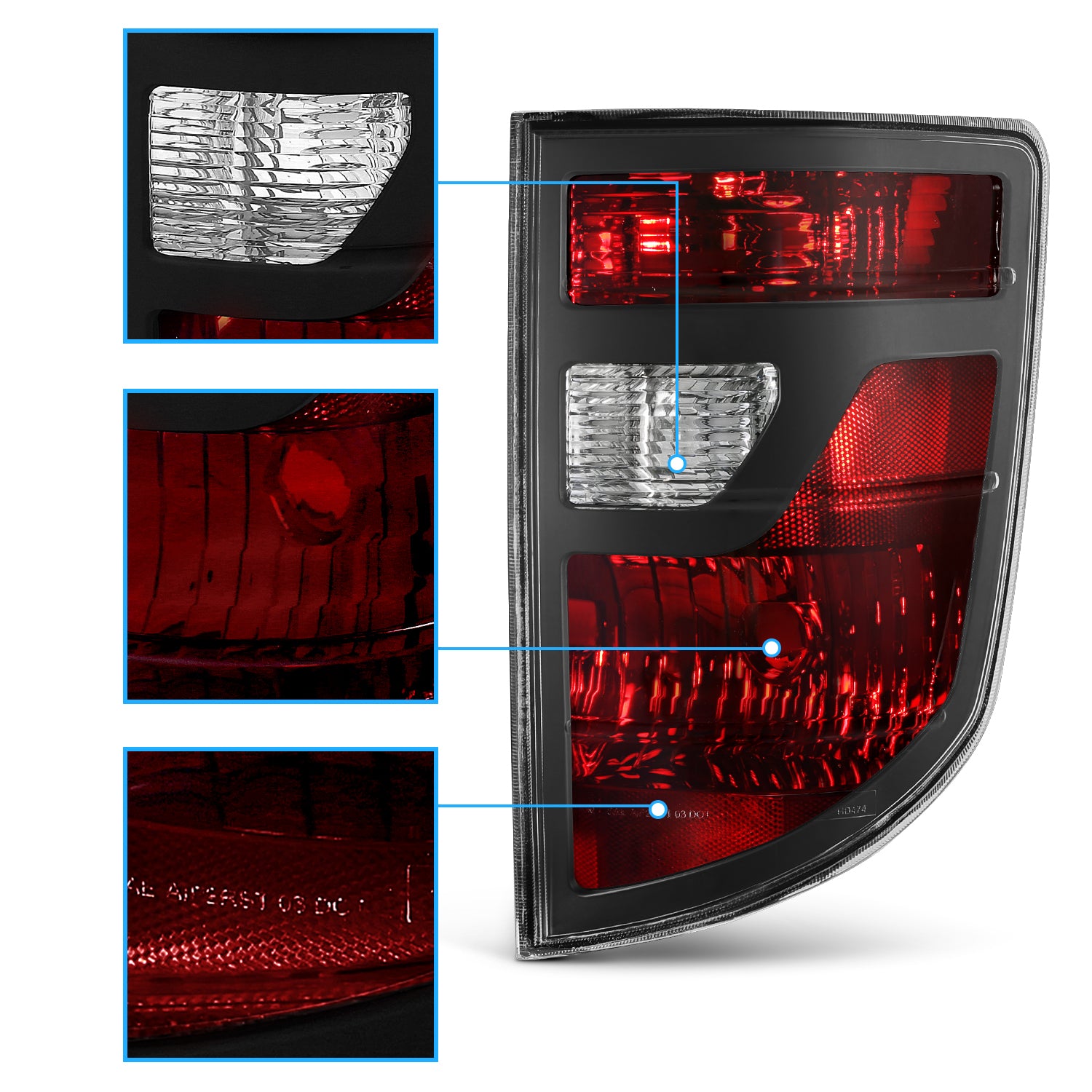 HONDA RIDGELINE 06-08 BLACK HOUSING DARK RED LENS (W/O BULB)