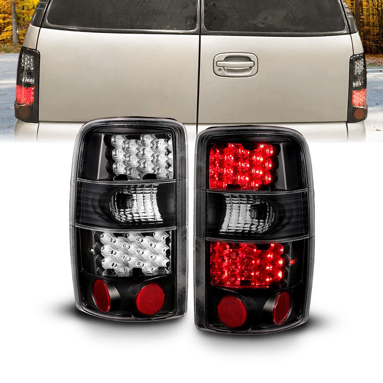CHEVY TAHOE/SUBURBAN/GMC DENALI 00-06 LED TAIL LIGHTS BLACK