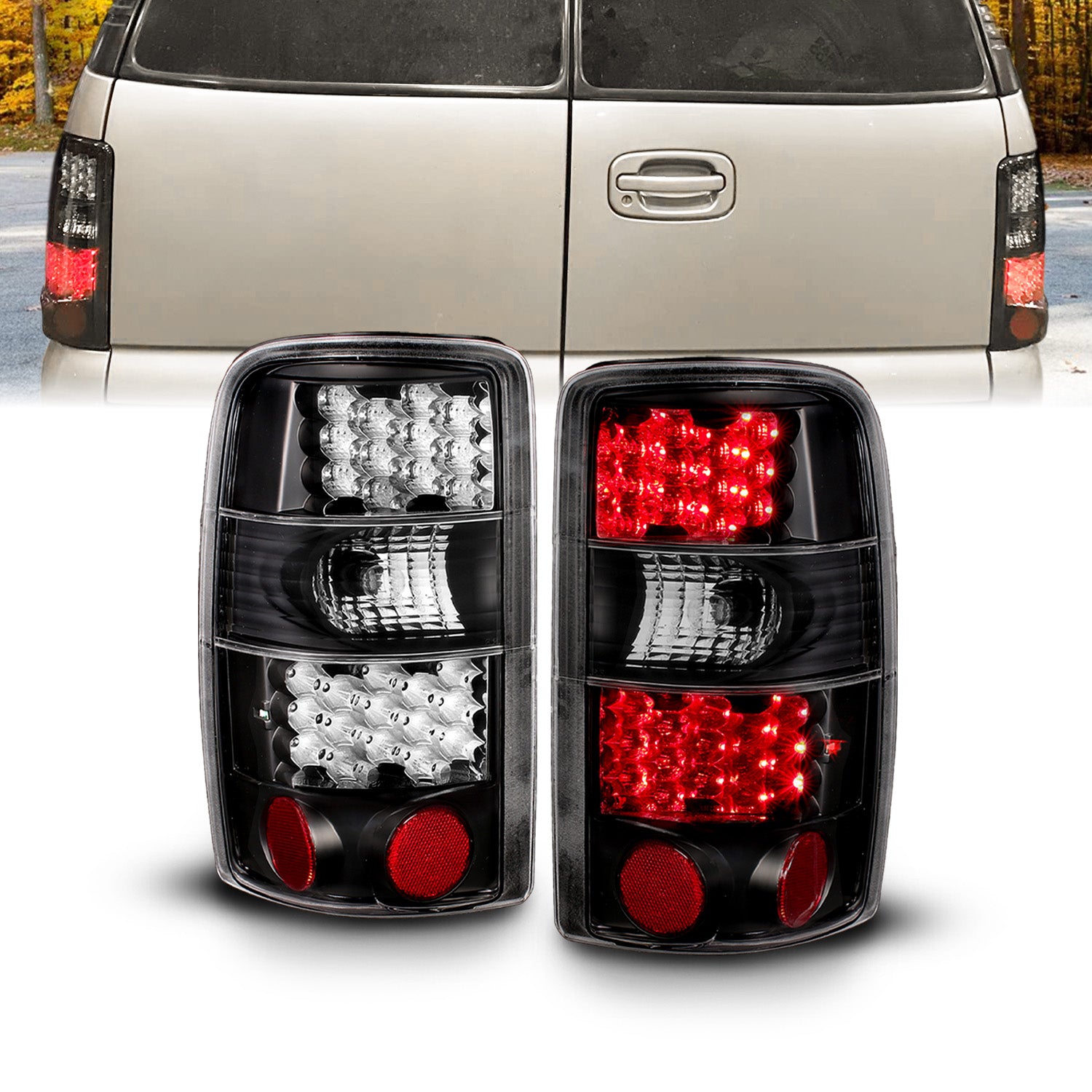 CHEVY TAHOE/SUBURBAN/GMC DENALI 00-06 LED TAIL LIGHTS BLACK