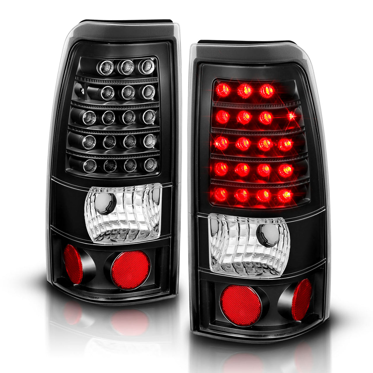 GMC SIERRA 99-07/CHEVY SILVERADO 99-03 (1500/2500 SERIES 99-02 & 3500 SERIES 2003) LED TAIL LIGHTS BLACK (3 HOLE)