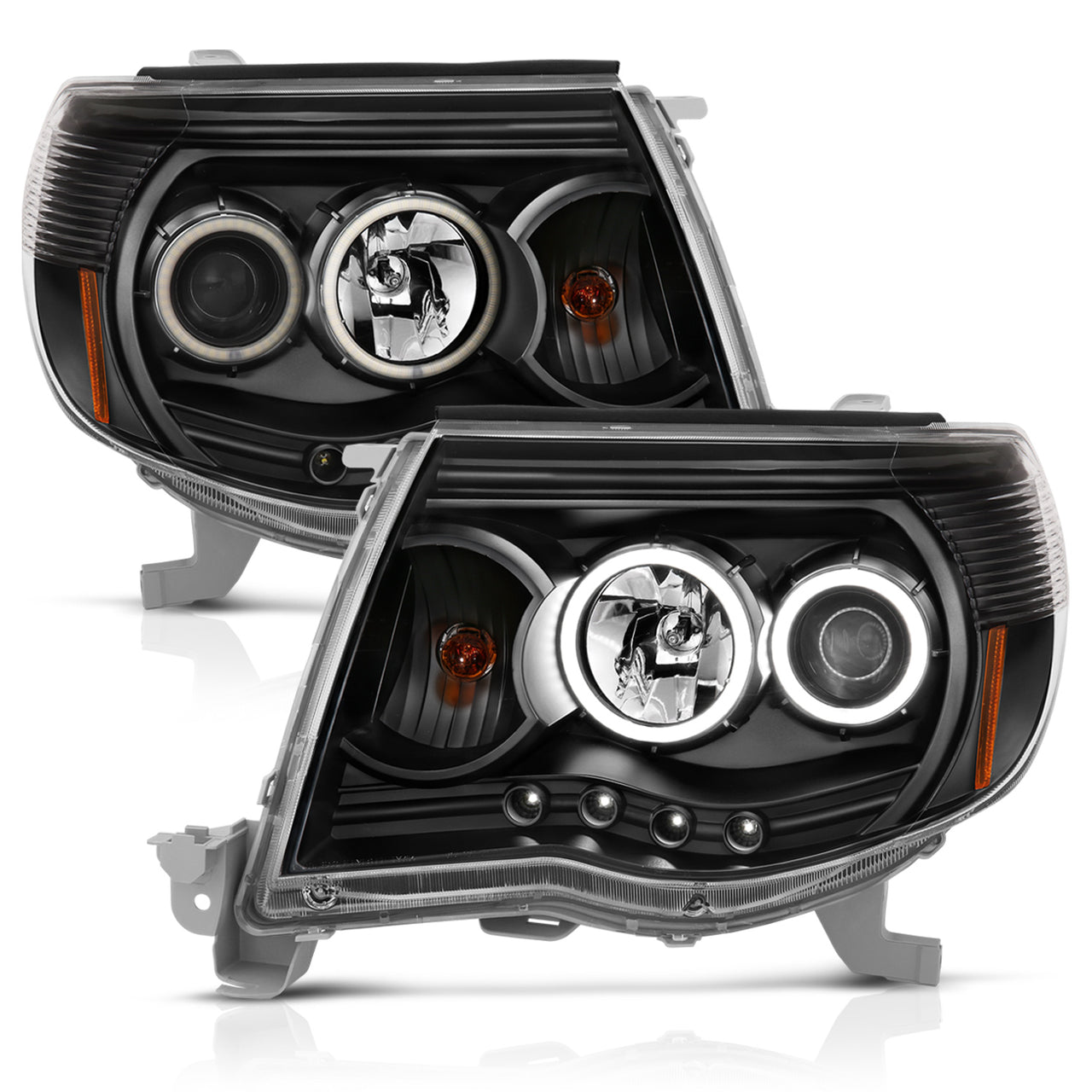 TOYOTA TACOMA 05-11 PROJECTOR HEADLIGHTS W/O CCFL BAR BLACK AMBER (RX HALO)