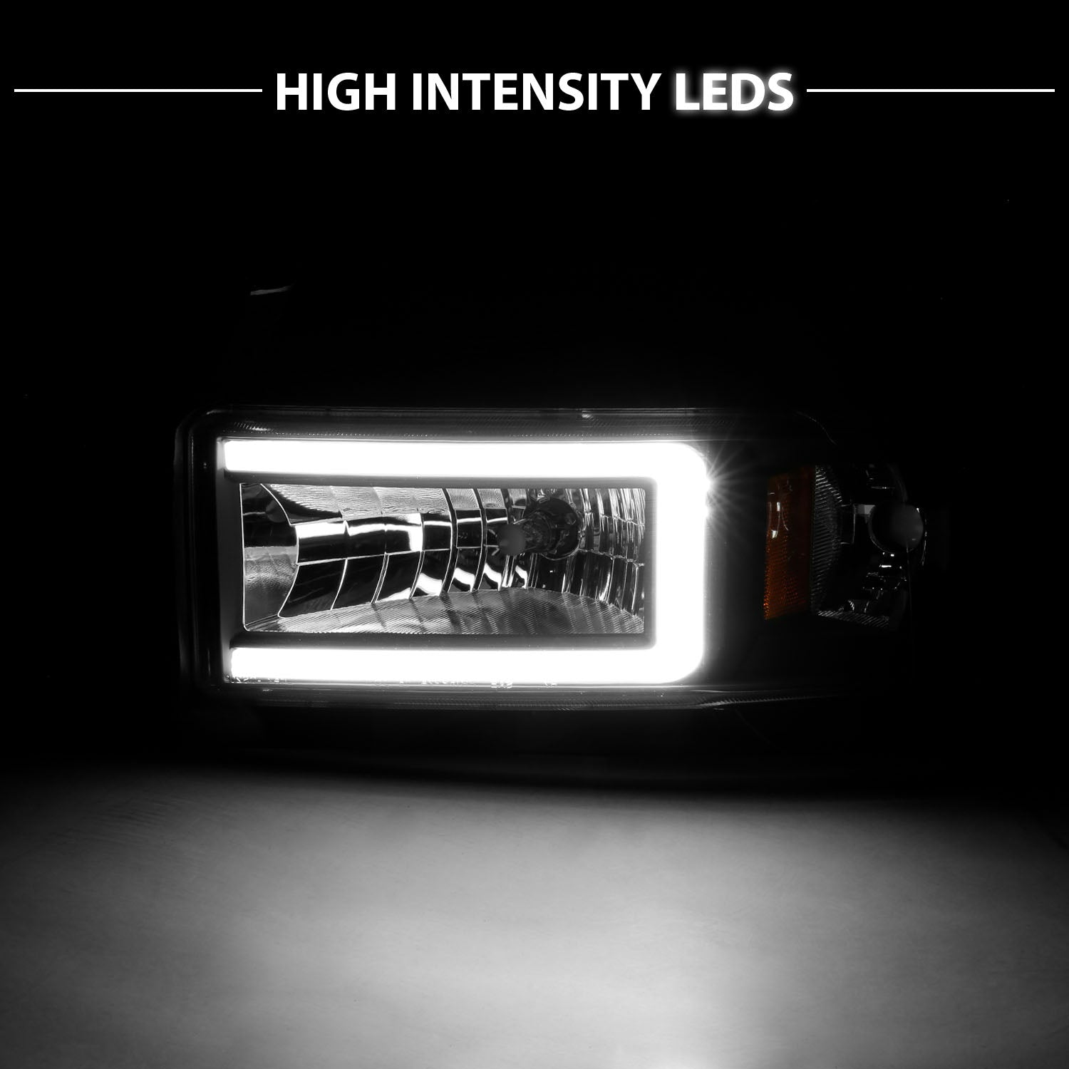 DODGE RAM 94-02 HEADLIGHTS BLACK AMBER (W/ C LIGHT BAR)