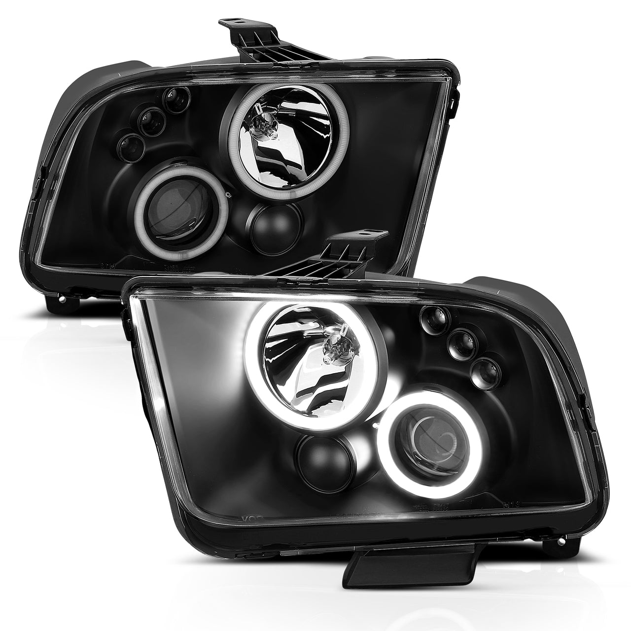 FORD MUSTANG 05-09 PROJECTOR HEADLIGHTS HALO BLACK CLEAR (RX HALO)