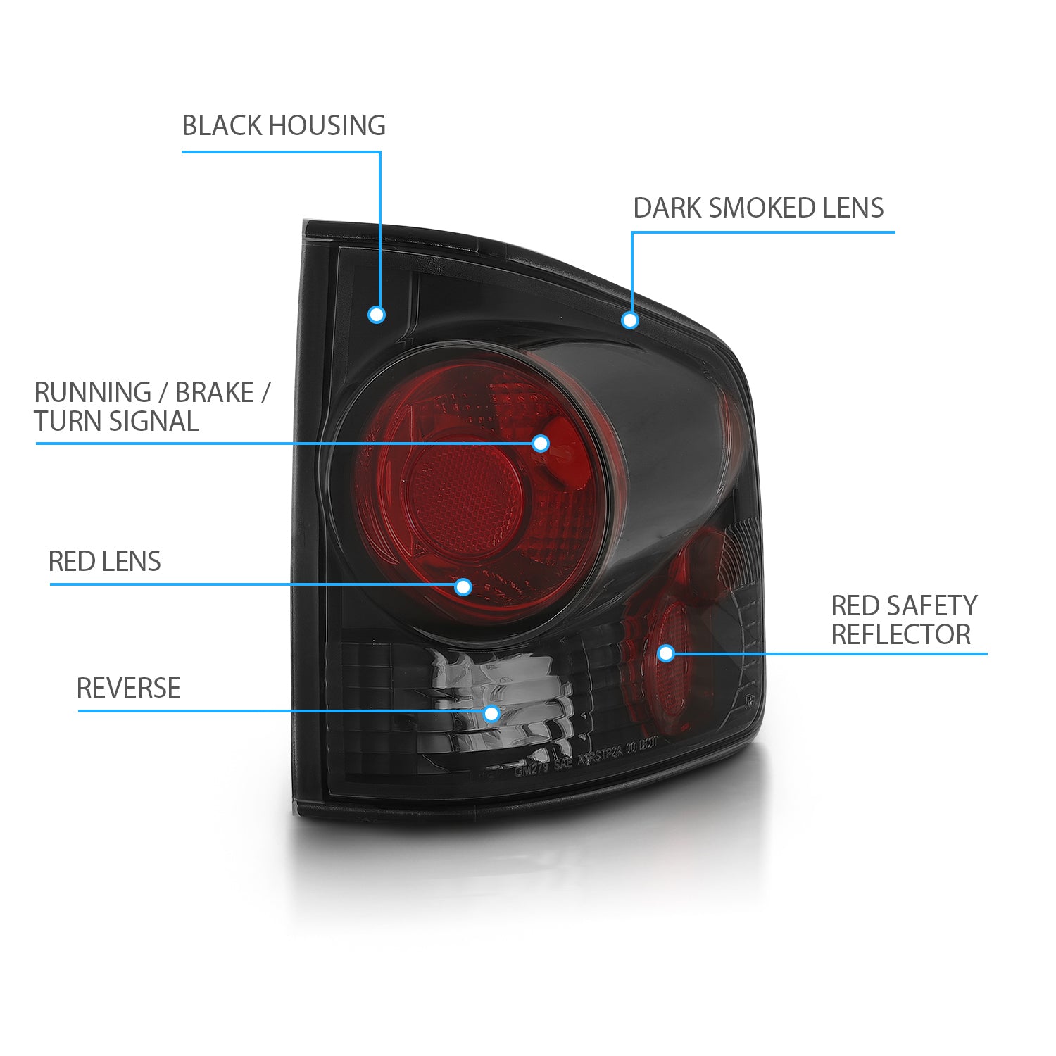 CHEVY S-10/GMC SONOMA 94-04 TAIL LIGHTS 3D STYLE DARK SMOKE