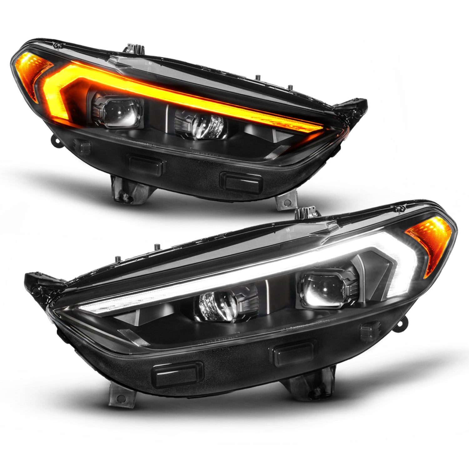 FORD FUSION 13-16 PROJECTOR SWITCHBACK HEADLIGHTS BLACK HOUSING CLEAR LENS