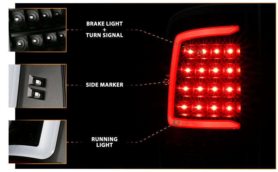 DODGE RAM 1500 09-18/ 2500 3500 10-18 LED TAIL LIGHTS BLACK HOUSING CLEAR LENS W/ C LIGHT BAR (NOT COMPATIBLE W/ ORIGINAL LED VERSION)