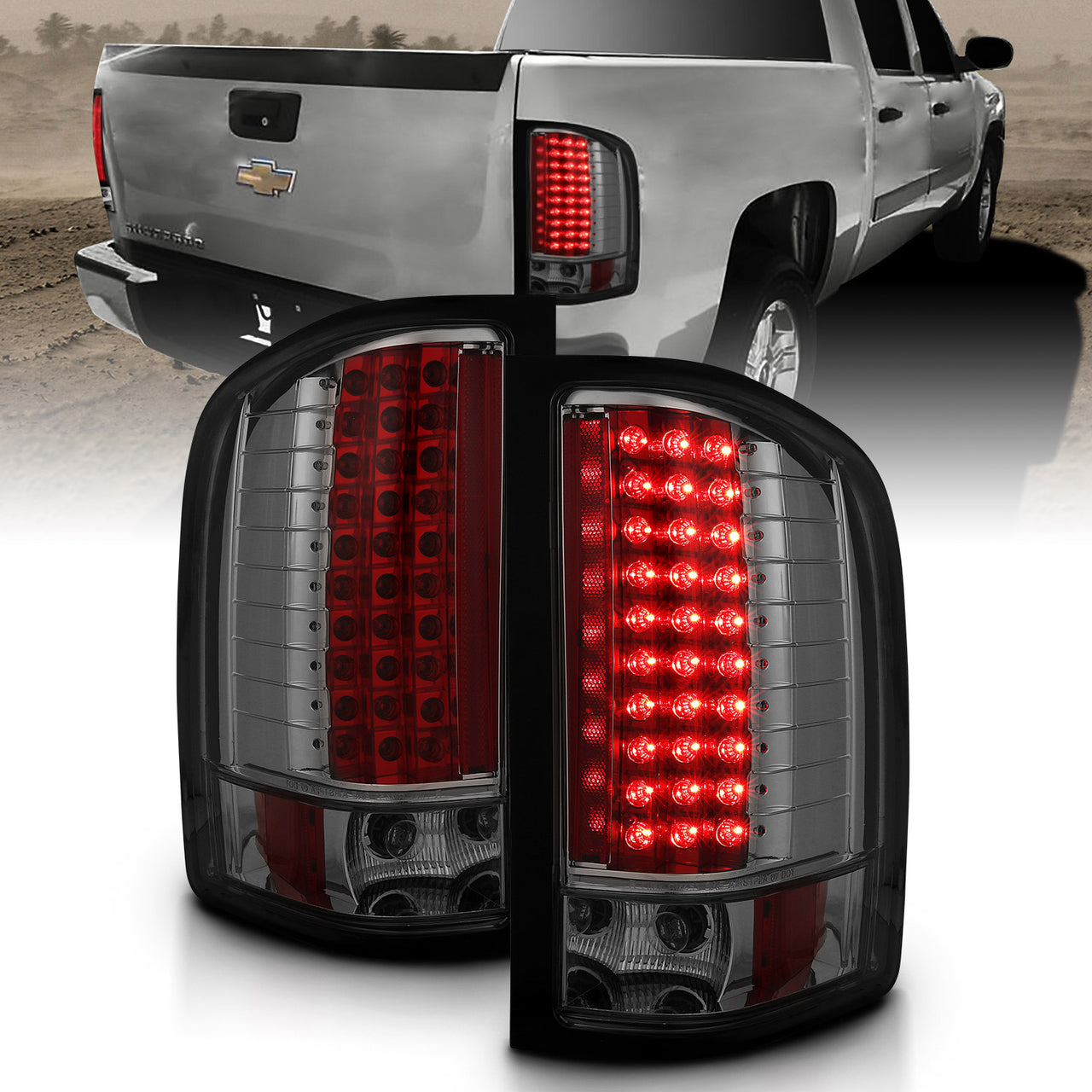 CHEVY SILVERADO 1500 07-13/2500HD 07-14/3500HD 07-14 LED TAIL LIGHTS SMOKE