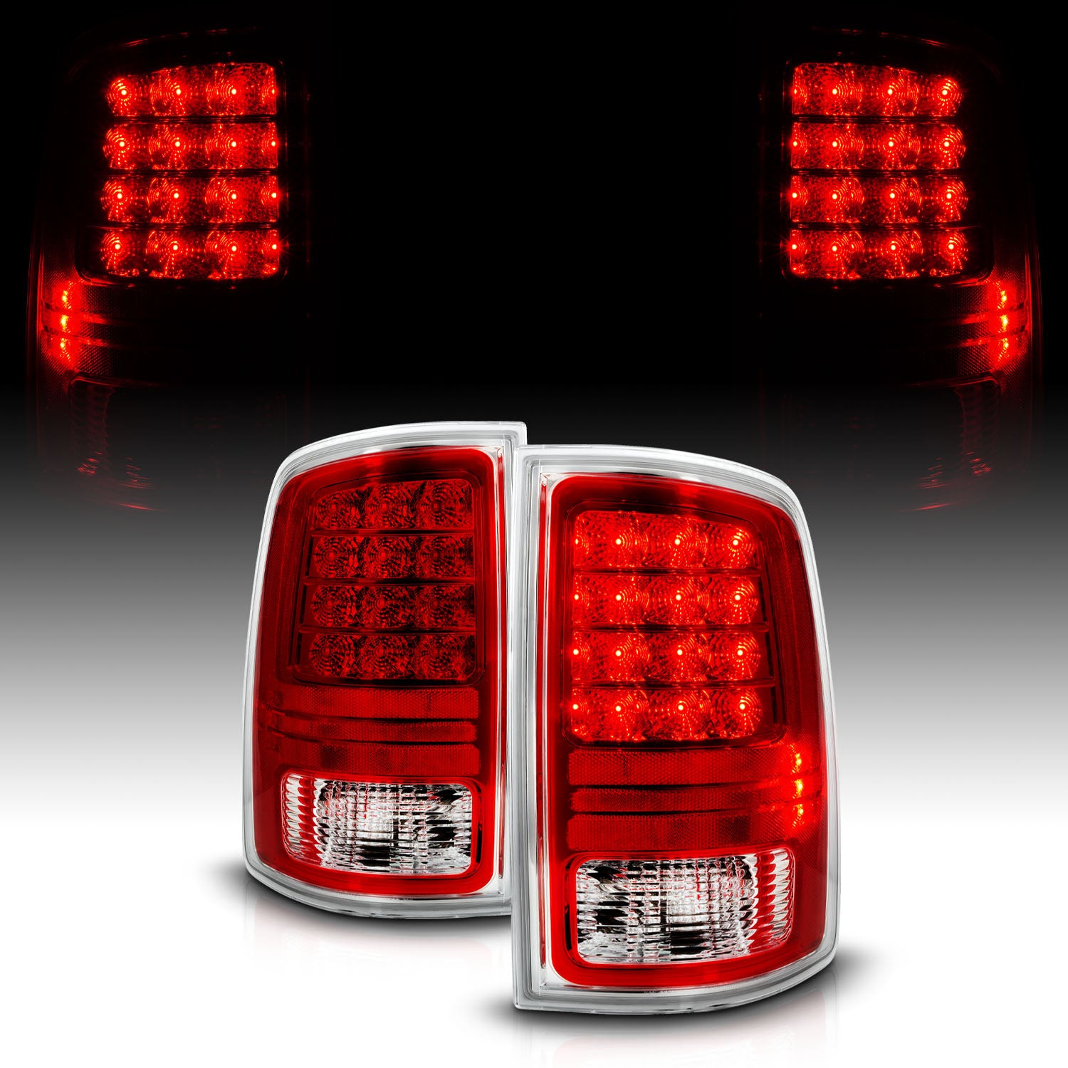 DODGE RAM 1500 13-19 LED TAIL LIGHTS RED/CLEAR  (OE STYLE)
