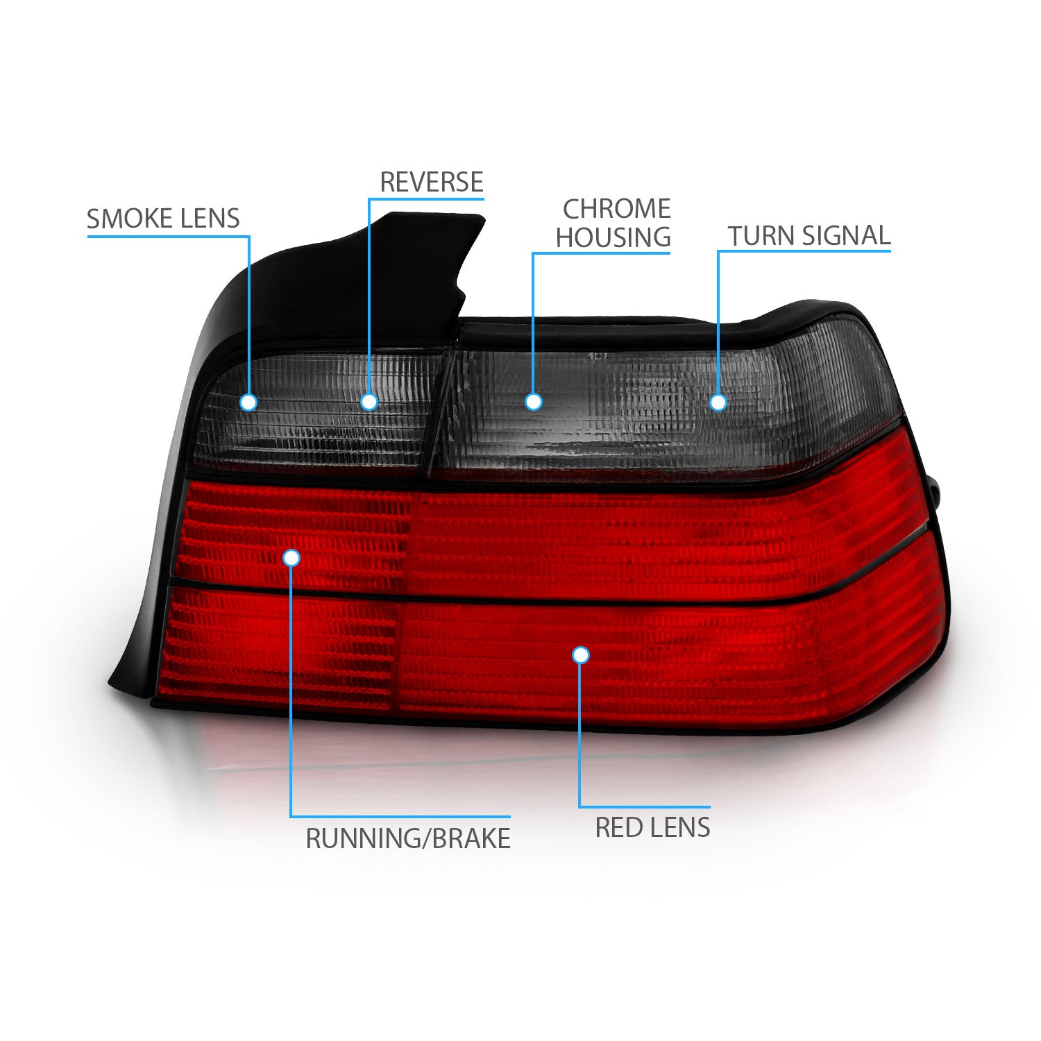 BMW 3 SERIES E36 92-98 4DR TAIL LIGHTS RED/SMOKE
