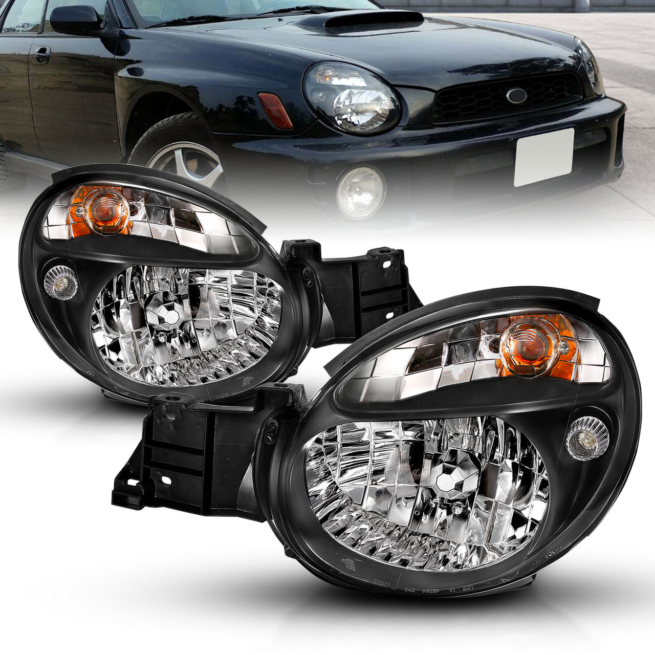 SUBARU IMPREZA 02-04 CRYSTAL HEADLIGHTS BLACK