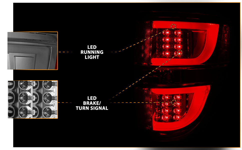 FORD F-150 09-13 LED TAIL LIGHTS G2 SMOKE