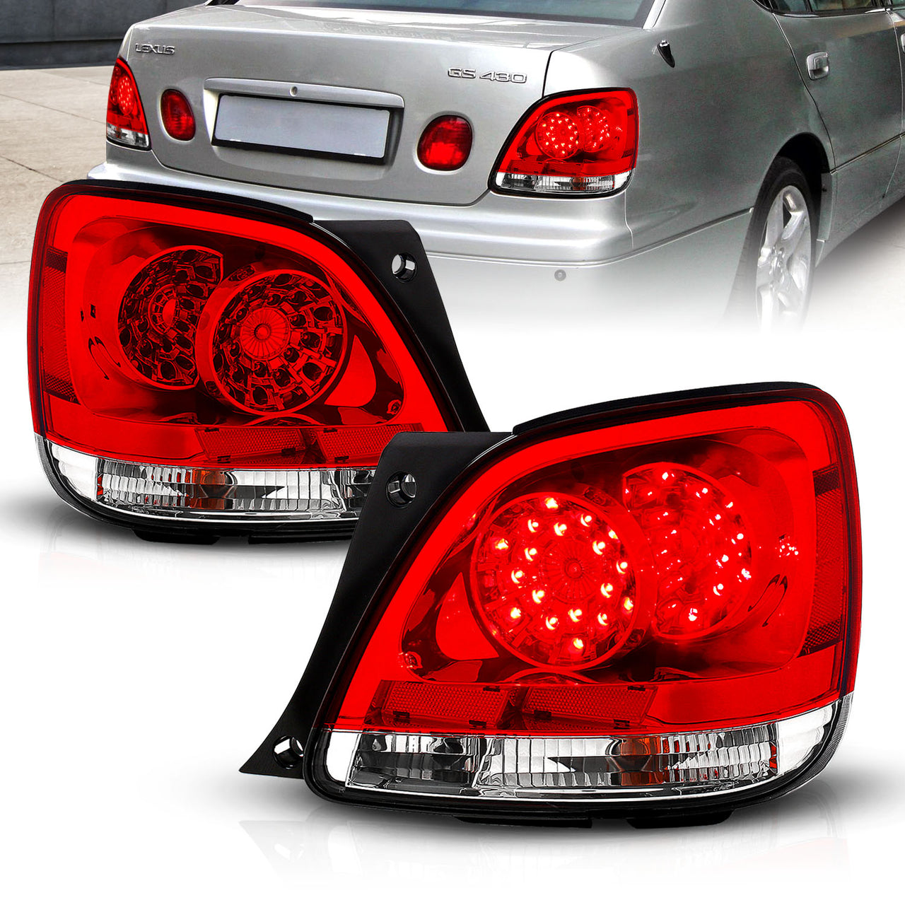 LEXUS GS300/400/430 98-05 LED TAIL LIGHTS RED/CLEAR