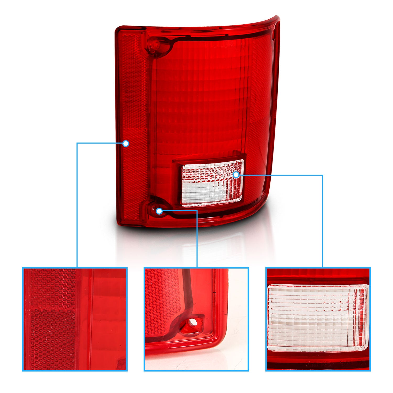 CHEVY BLAZER 78-91/JIMMY 83-91 TAIL LIGHTS RED/CLEAR LENS W/O CHROME TRIM FLEETSIDE