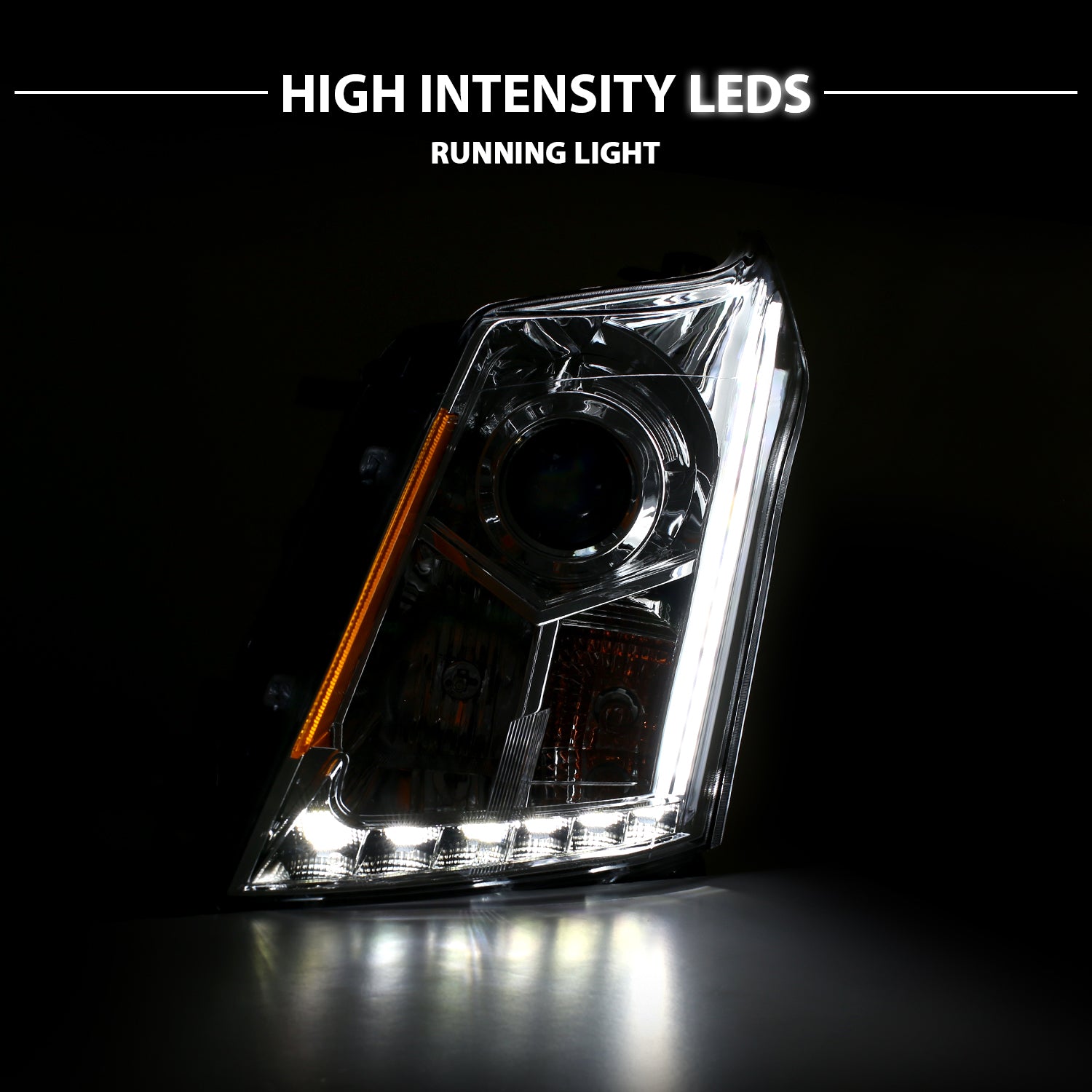 CADILLAC SRX 10-12 PROJECTOR LIGHT BAR STYLE HEADLIGHTS CHROME CLEAR AMBER