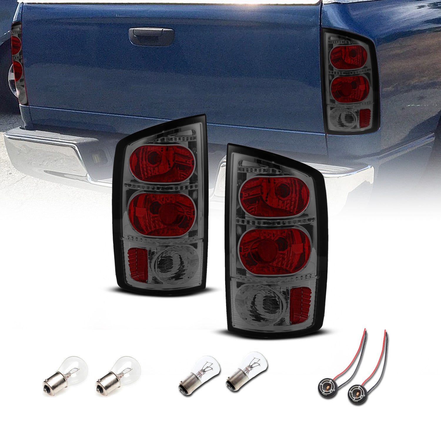DODGE RAM 02-05 TAIL LIGHTS SMOKE CRYSTAL LENS