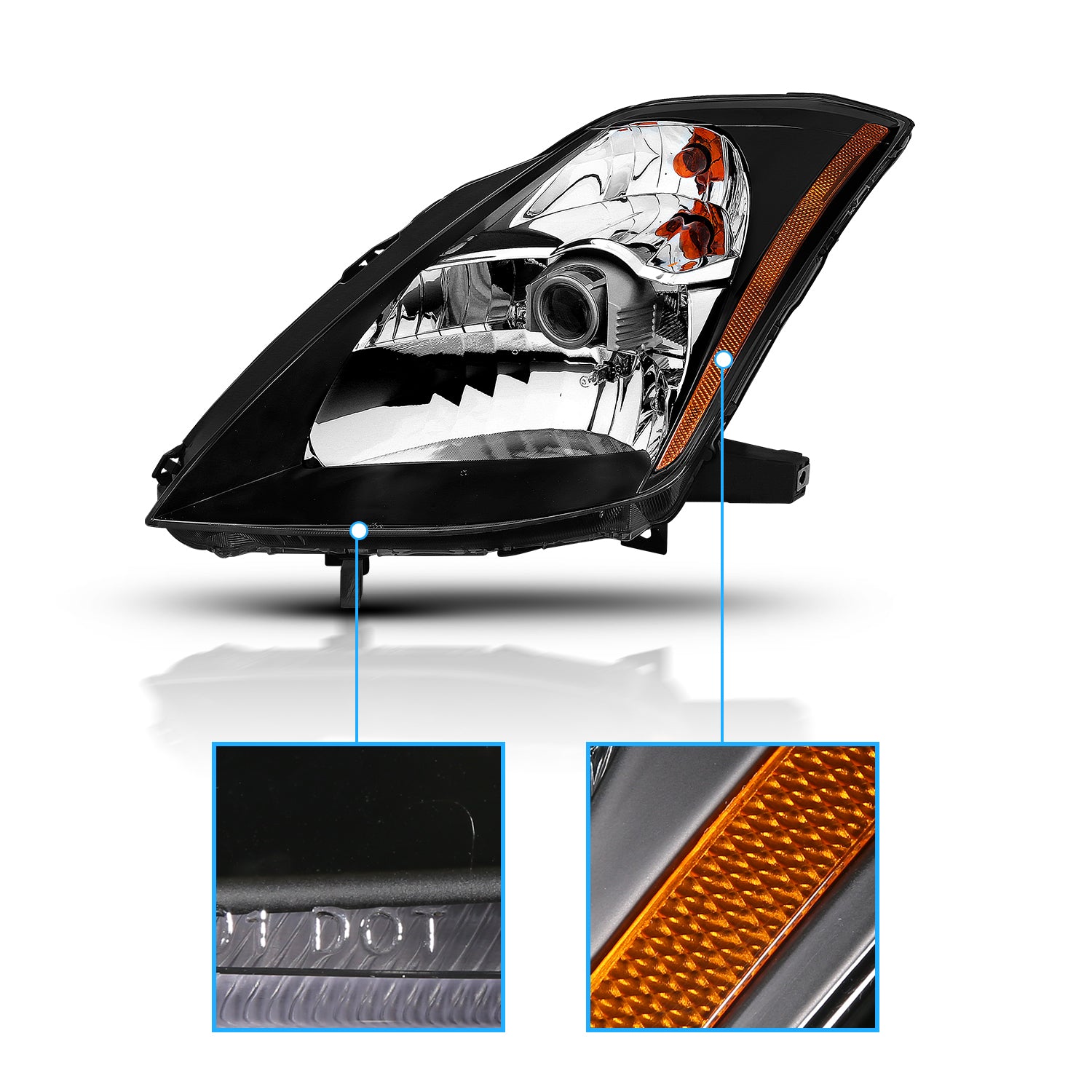 NISSAN 350 Z 03-05 HEADLIGHTS BLACK AMBER