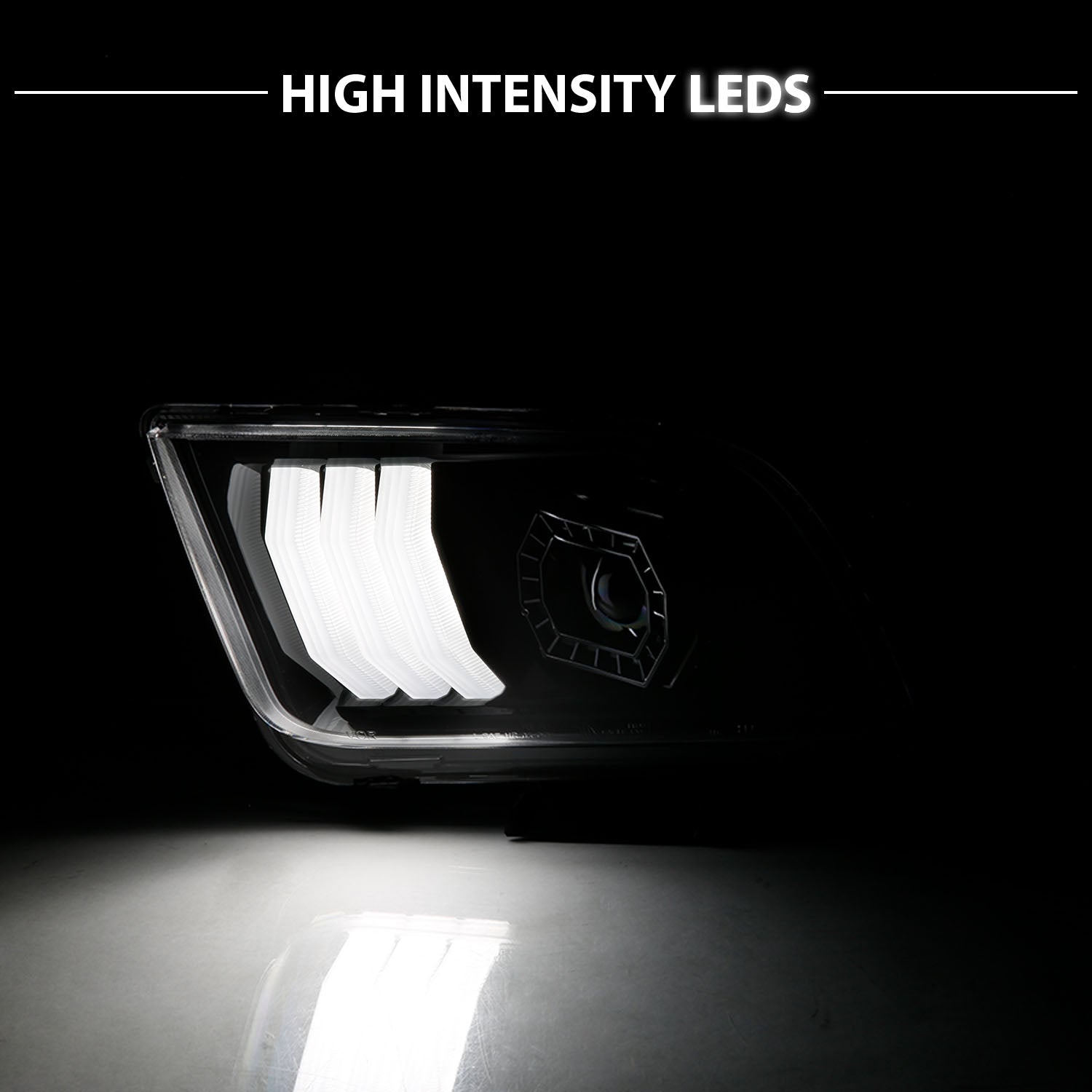 FORD MUSTANG 05-09 PROJECTOR LIGHT BAR STYLE HEADLIGHTS BLACK