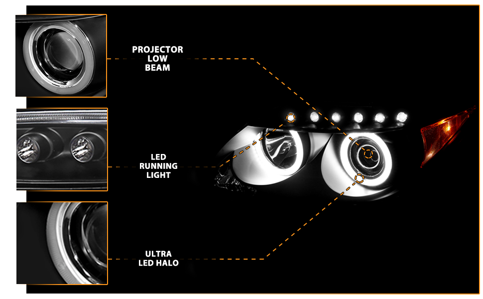 SCION TC 05-10 PROJECTOR HEADLIGHTS HALO BLACK CLEAR AMBER (RX HALO)