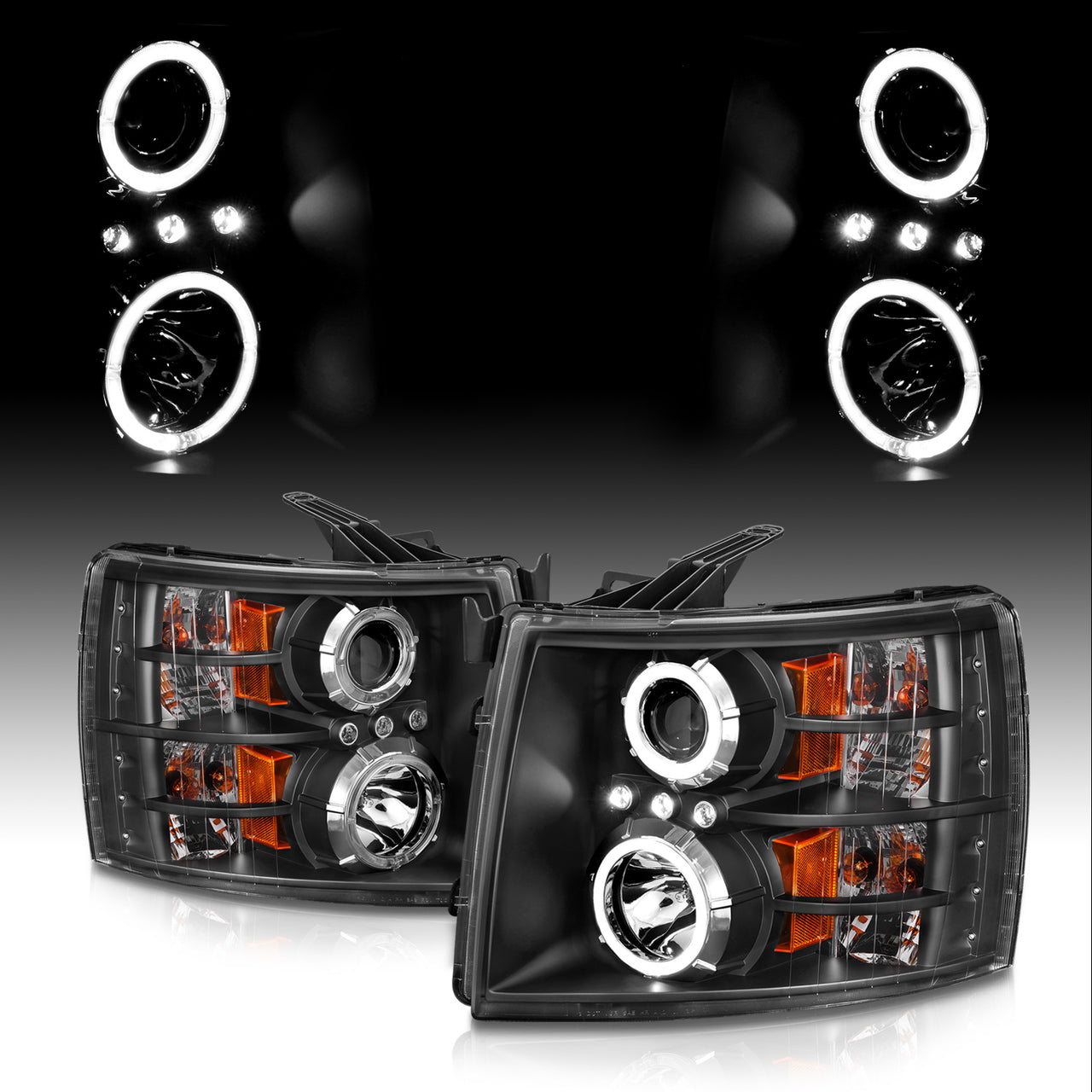 CHEVY SILVERADO 07-13 PROJECTOR HEADLIGHTS BLACK CLEAR