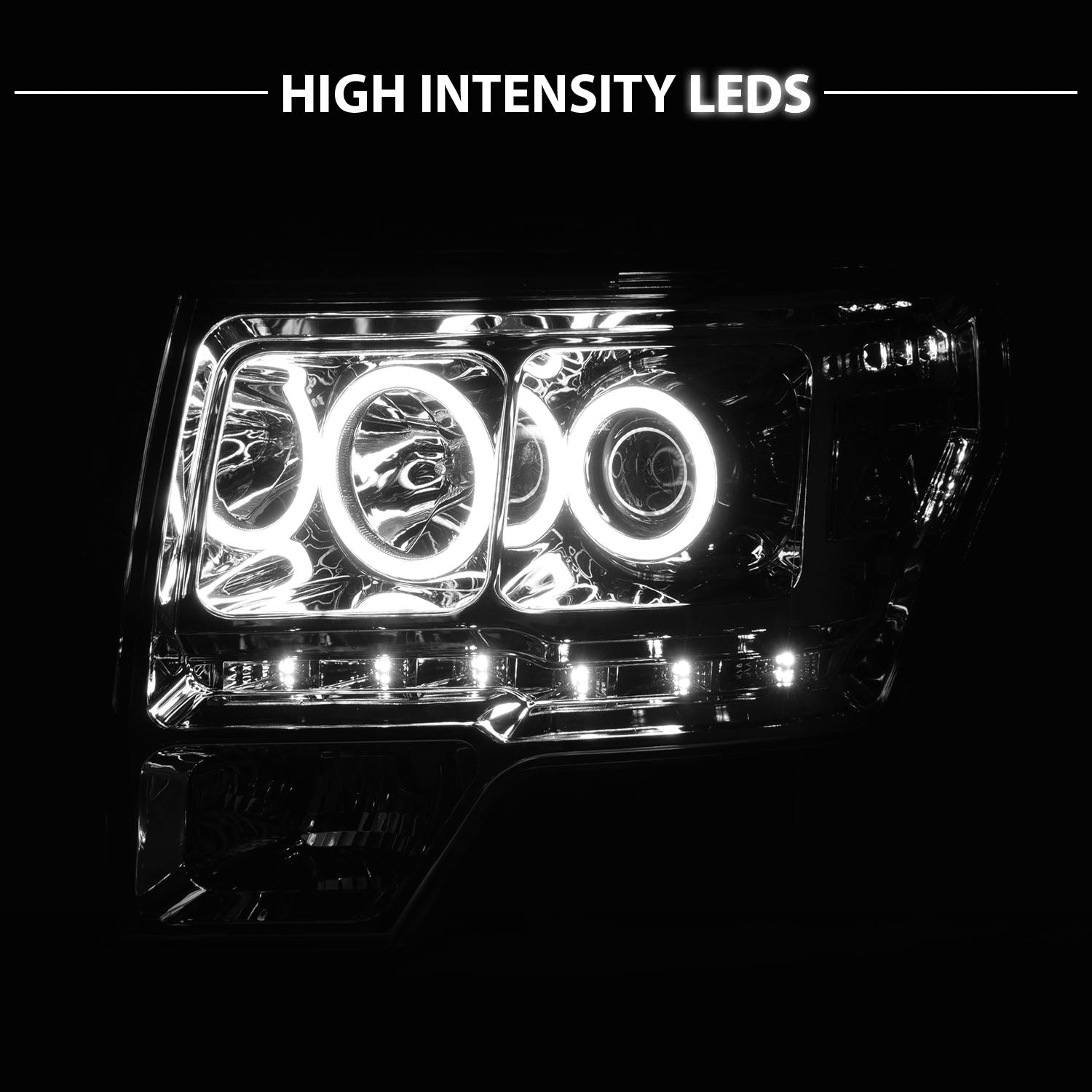 FORD F-150 09-13 PROJECTOR HEADLIGHTS G2 HALO LED CHROME AMBER (RX HALO)