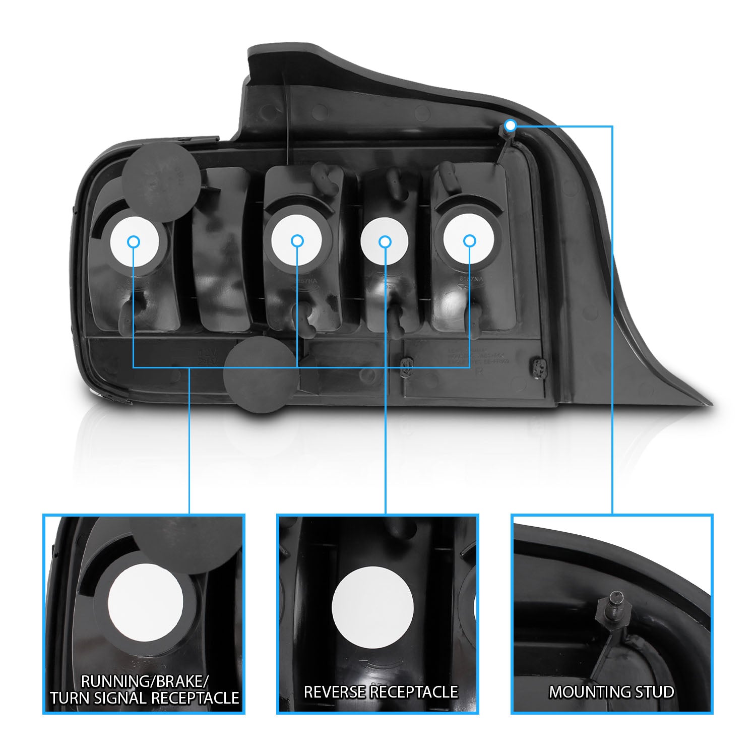 FORD MUSTANG 05-09 TAIL LIGHTS RED/CLEAR (2010 STYLE) (NOT ASSEMBLY)