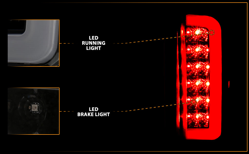 FORD F150 89-97/BRONCO 87-96 TAIL LIGHTS BLACK HOUSING SMOKE LENS W/C BAR