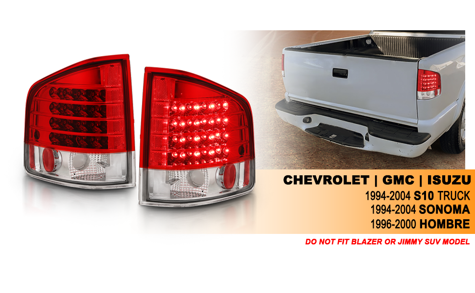 CHEVY S-10/GMC SONOMA 94-04 LED TAIL LIGHTS RED/CLEAR