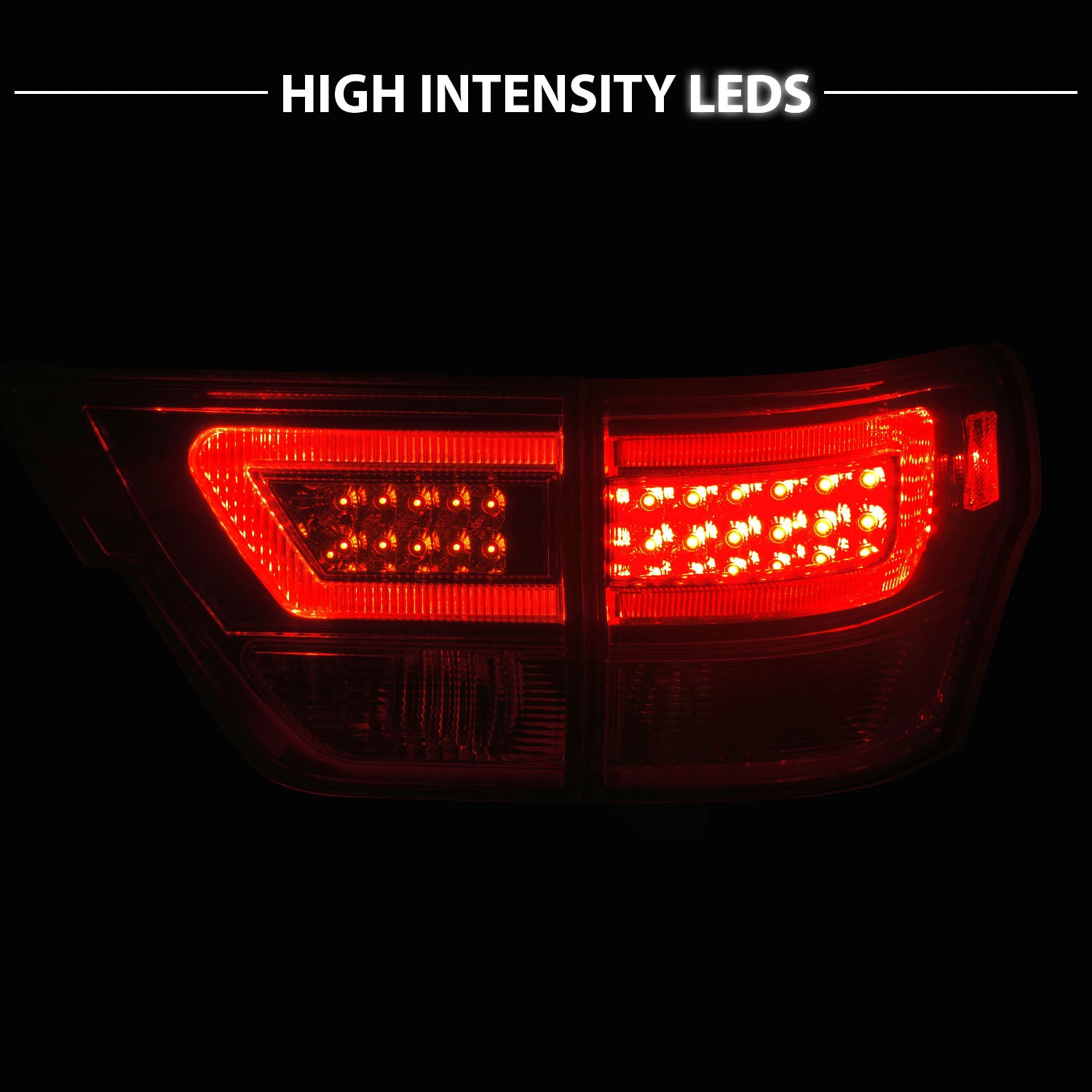 JEEP GRAND CHEROKEE 11-13 LED TAIL LIGHTS 4PCS RED/CLEAR W/ C LIGHT BAR