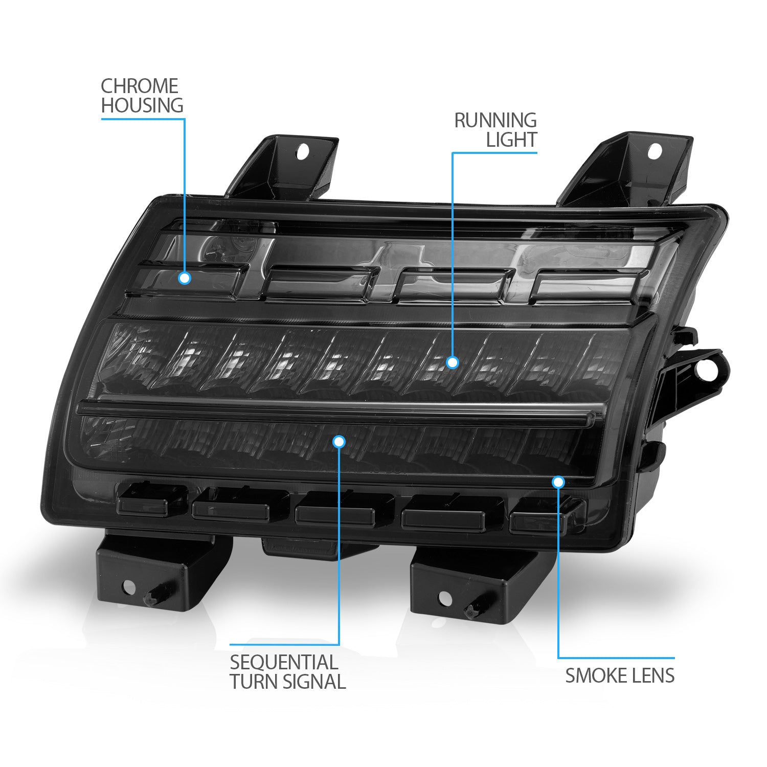 JEEP WRANGLER 10-21 LED SIDE MARKERS SMOKE LENS (SEQUENTIAL SIGNAL) (FOR LOW CONFIGURED)