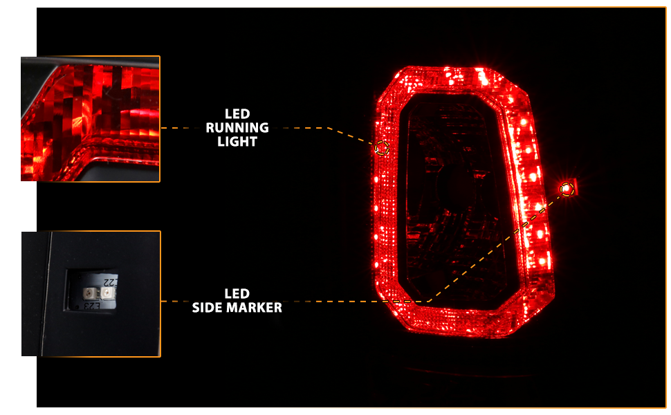 GMC SIERRA 99-07/CHEVY SILVERADO 99-03 (1500/2500 SERIES 99-02 & 3500 SERIES 2003) LED TAIL LIGHTS RED COLOR LIGHT BAR BLACK HOUSING CLEAR LENS (3 HOLE)