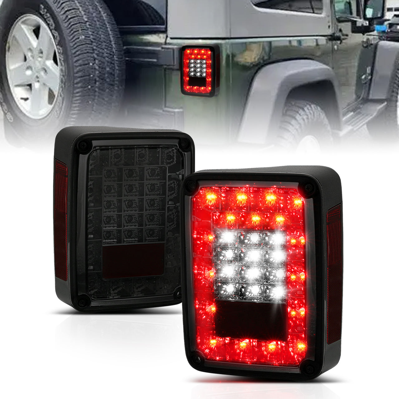 JEEP WRANGLER 07-17 LED TAIL LIGHTS SMOKE
