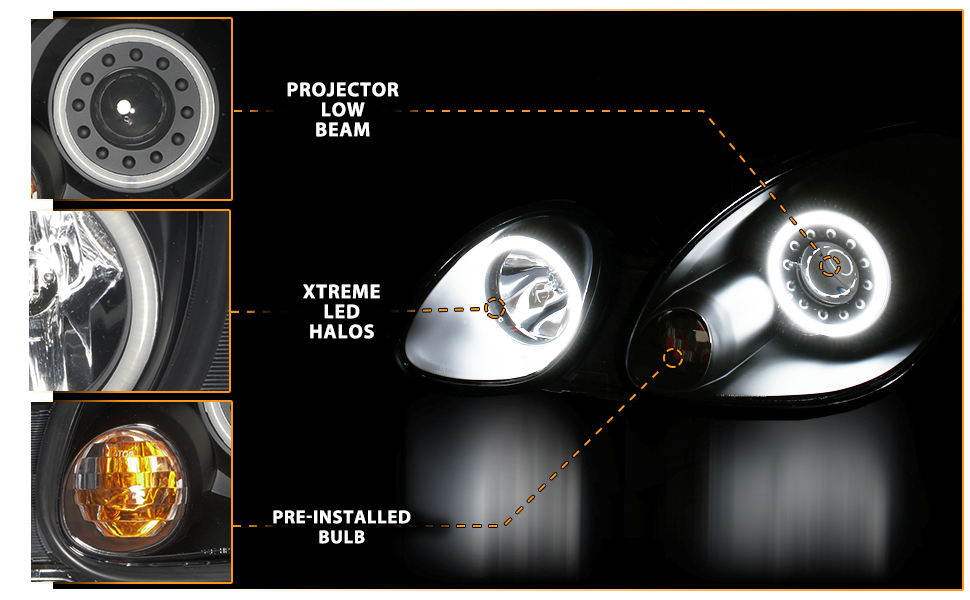 LEXUS GS 300/400 98-05 PROJECTOR HEADLIGHTS HALO BLACK CLEAR (RX HALO)