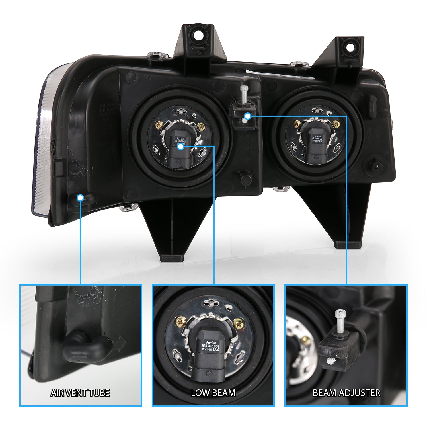 CHEVY EXPRESS/GMC SAVANA 03-17 HEADLIGHTS BLACK