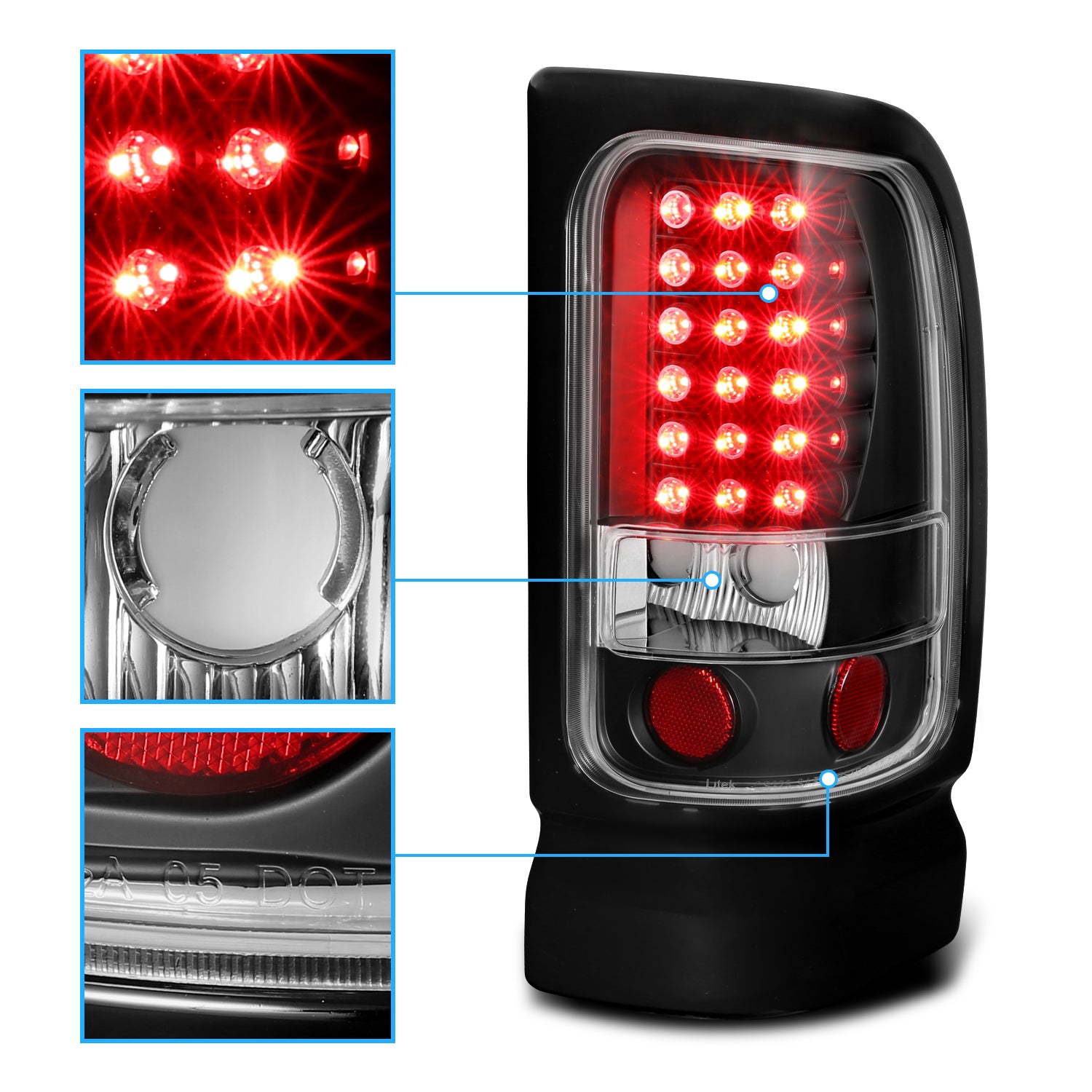 DODGE RAM 94-01 LED TAIL LIGHTS BLACK
