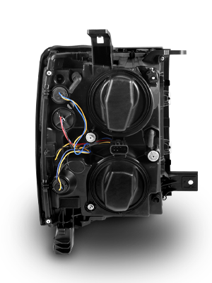CHEVY SILVERADO 14-15 PROJECTOR SWITCHBACK HEADLIGHTS BLACK AMBER