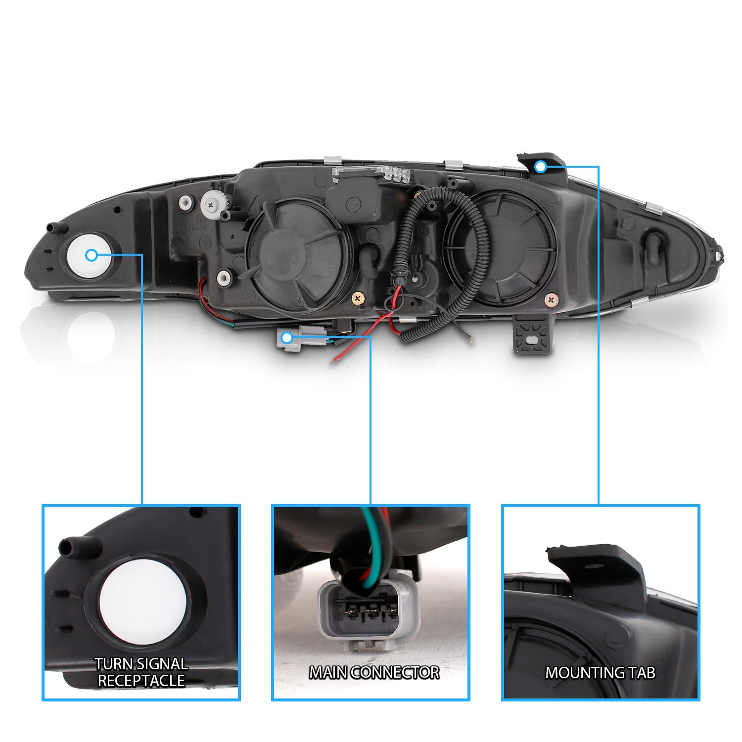 MITSUBISHI ECLIPSE 97-99 PROJECTOR HEADLIGHTS G2 2 HALO BLACK CLEAR