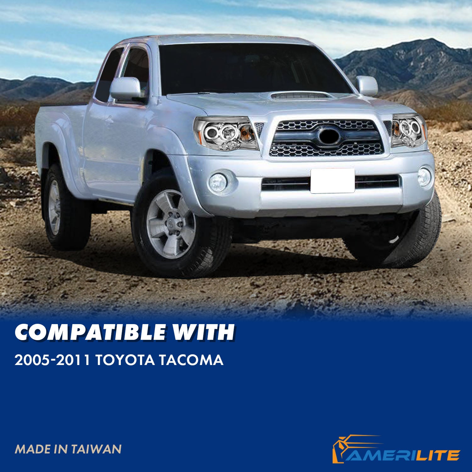 TOYOTA TACOMA 05-11 PROJECTOR HEADLIGHTS  W/O CCFL BAR  CHROME AMBER (RX HALO)