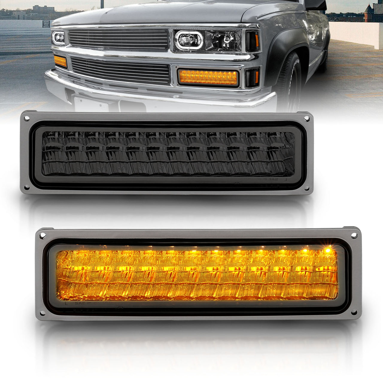 CHEVY FULLSIZE/BLAZER/SUBURBAN/SIERRA/YUKON 88-98 PARKING LED LIGHTS SMOKE