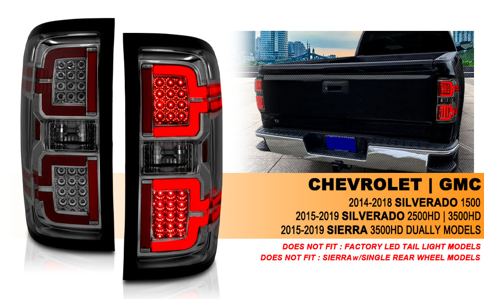 CHEVY SILVERADO 14-17 LED TAIL LIGHTS SMOKE LENS (SEQUENTIAL SIGNAL)