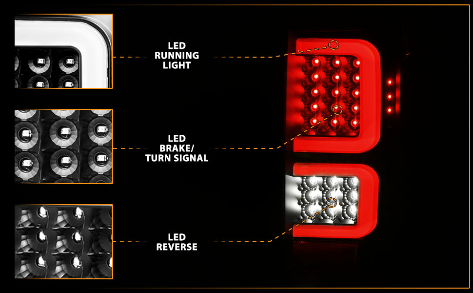 FORD F-150 15-17 LED TAIL LIGHTS G3 BLACK