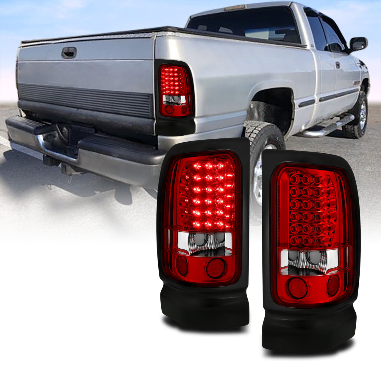 DODGE RAM 94-01 LED TAIL LIGHTS RED/CLEAR